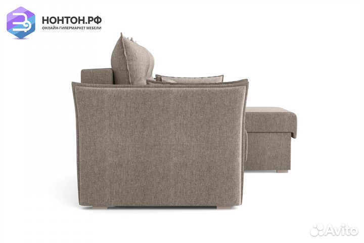 Диван угловой еврокнижка Бруклин серо-бежевый