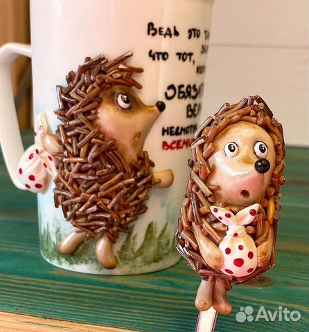 Кружки,вкусные ложки с декором из полимерной глины