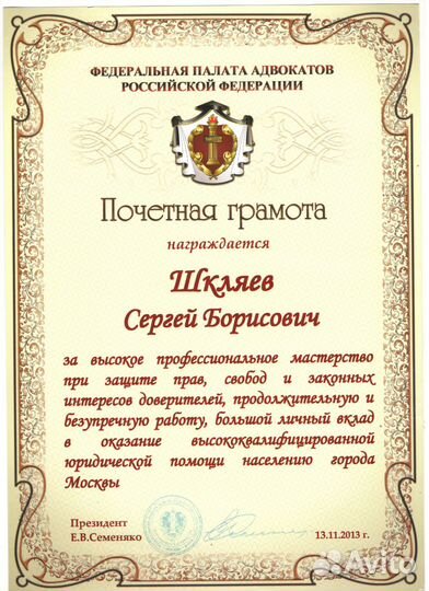 Адвокат, с опытом работы федерального судьи