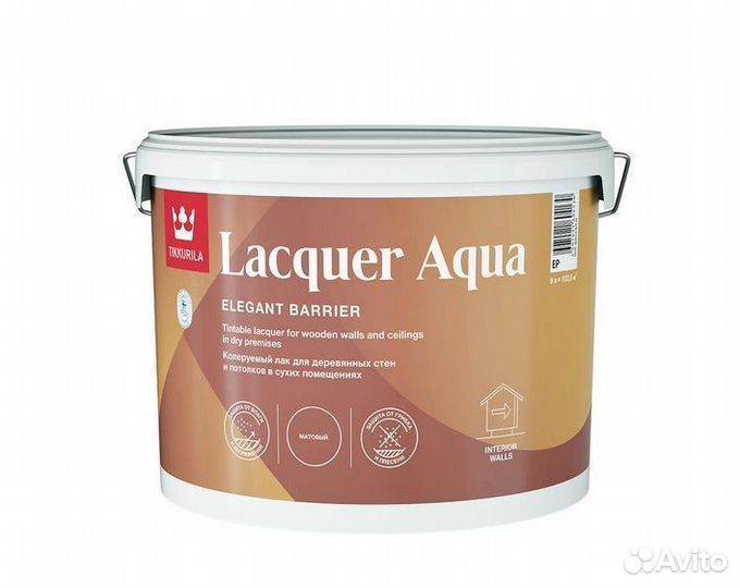 Лак акриловый Tikkurila Lacquer Aqua бесцв 9 л мат