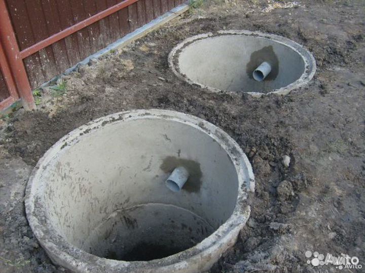 Септик из бетонных колец,канализация,сливная яма