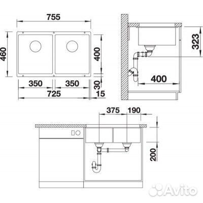 Кухонная мойка Blanco Subline 350/350-U Антрацит