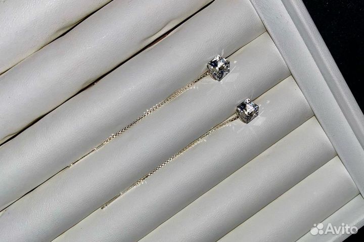 Серьги-кубики 925 с кристаллами Swarovski