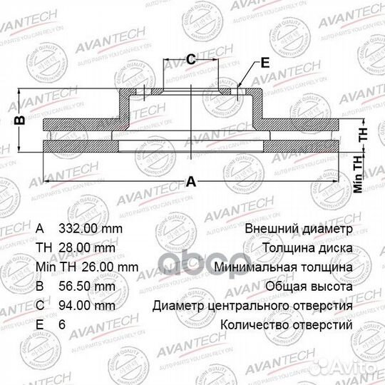 Диск тормозной avantech BR0528S avantech