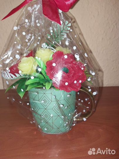 Букет из мыла в кружке