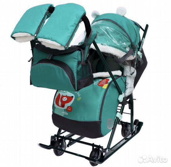 Санки коляска Ника детям 7-6, рисунок с лисичкой