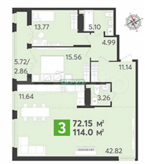 3-к. квартира, 114 м², 9/17 эт.