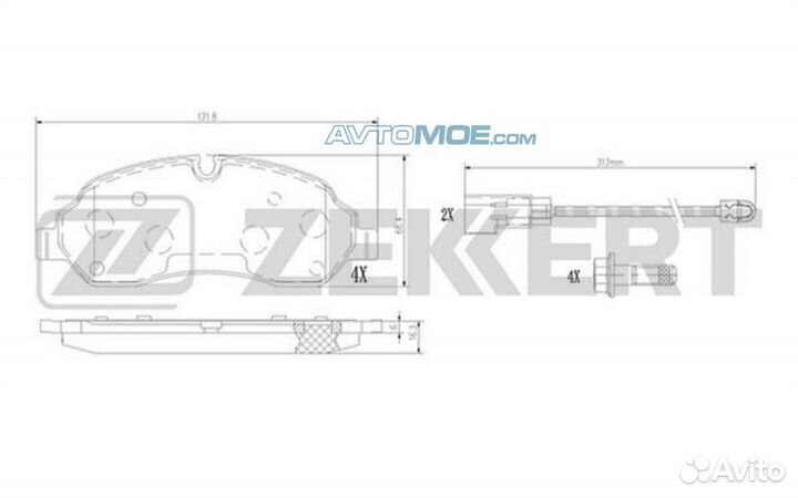 Колодки торм. диск. передн. с датчиком Ford Transi