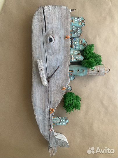 Дрифтвуд кит/ кашалот ключница/ панно
