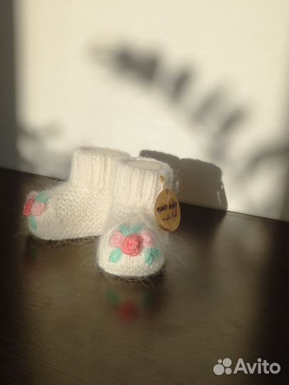 Пинетки с вышивкой для девочки пух норки