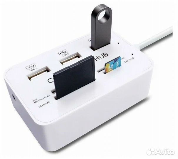 USB HUB*3 USB port+card reader white