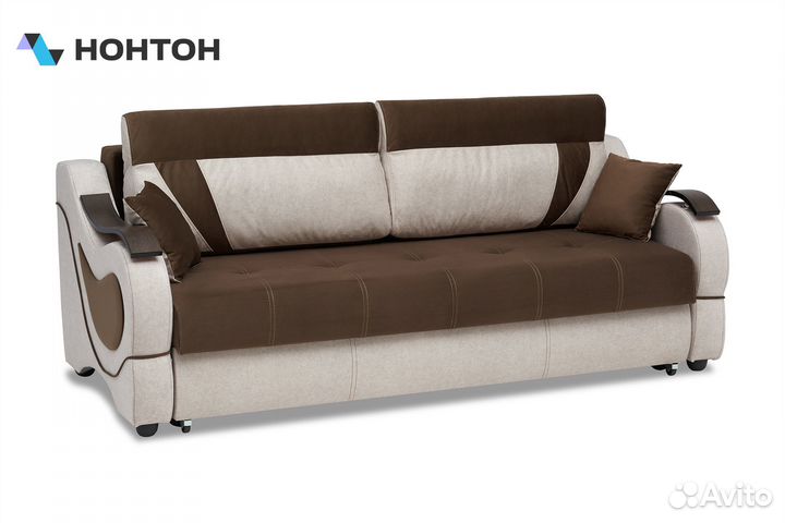 Диван еврокнижка Дублин бежевый / коричневый