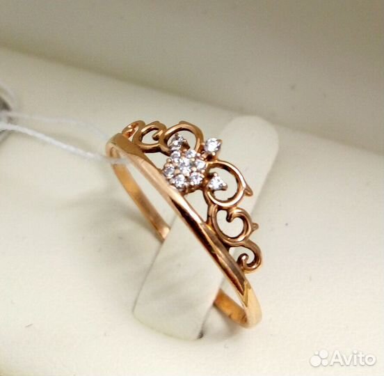 Кольцо / размер 19 / 1,10г / Золото585 / фианиты круглые