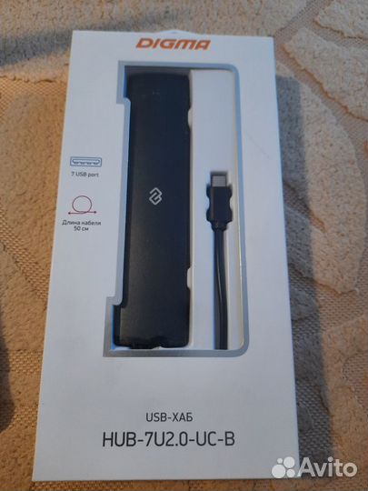 Хаб (разветвитель) Digma HUB-7U2.0-UC-B, черный