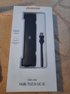 Хаб (разветвитель) Digma HUB-7U2.0-UC-B, черный