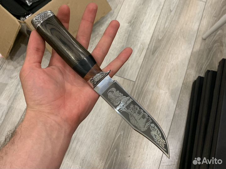 Разделочный нож Лось с гравировкой