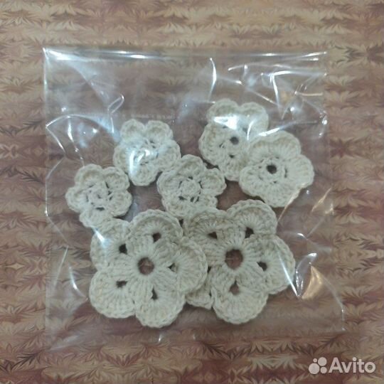 Набор вязанные элементы цветы декор скрапбукинг