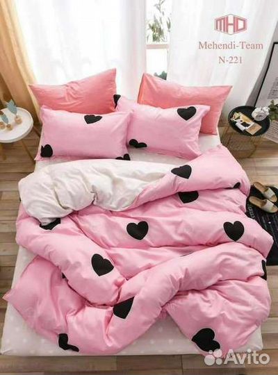 Постельное белье с сердечками Люкс Сатин Доставка