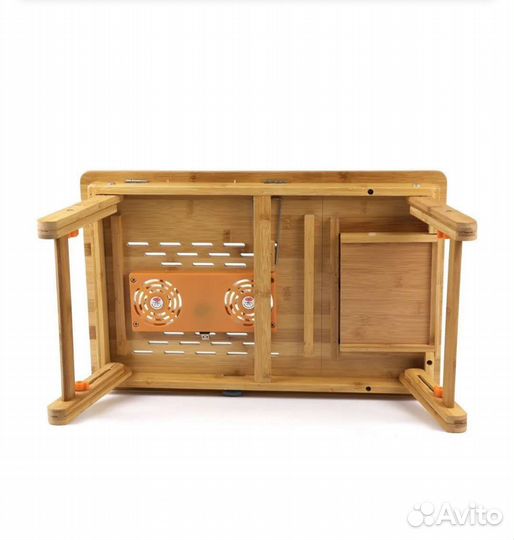 Бамбуковый компьютерный столик с вентилятором