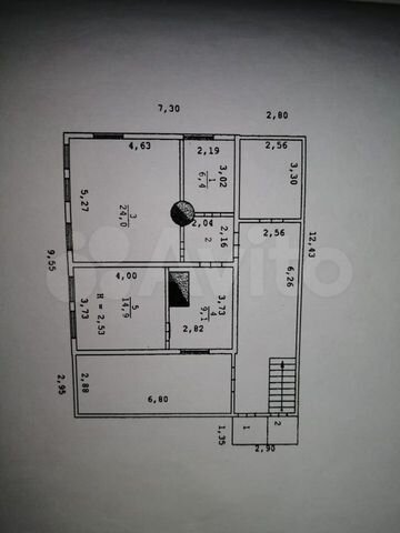 3-к. квартира, 60 м², 1/2 эт.