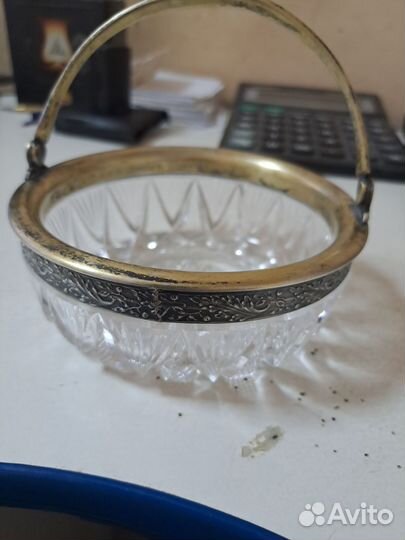 Конфетница хрусталь серебро СССР