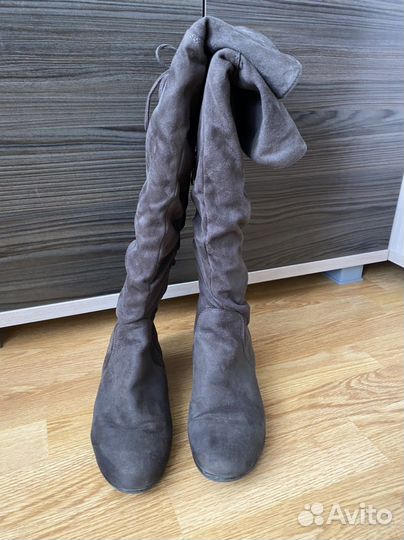 Сапоги ботфорты натуральная замша