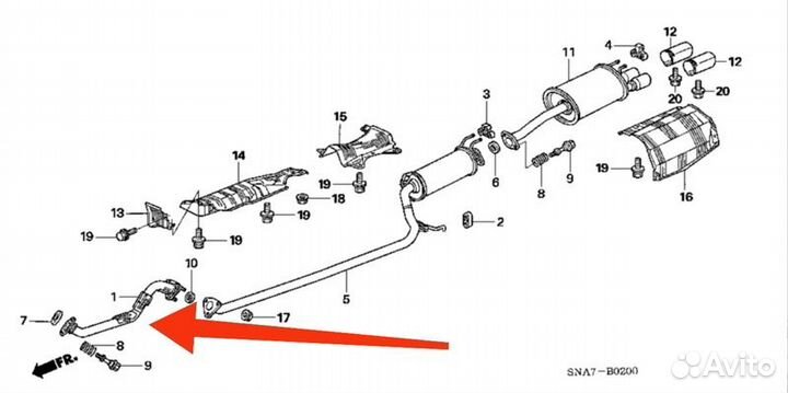 Приемная труба глушителя Honda Civic 4D 8 кузов