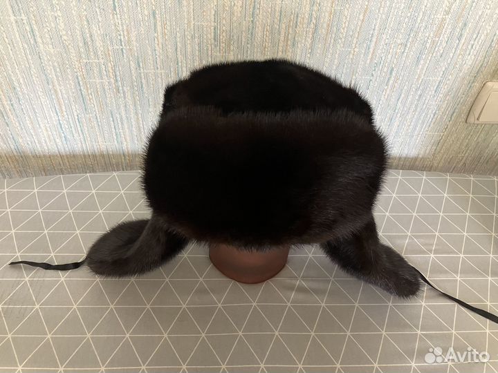 Шапка ушанка из меха норки