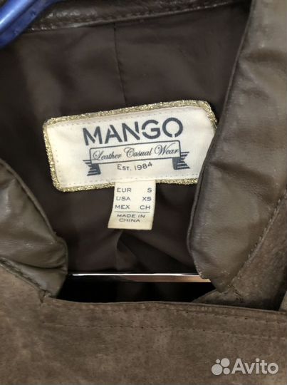 Кожаная куртка косуха mango р.42 S, натуральная