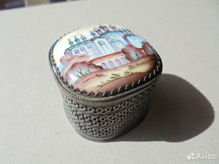 Шкатулка финифть 3х3х3 см Ростовский кремль