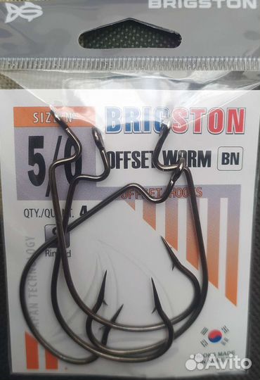 Офсетные крючки Brigston Offset Worm Корея