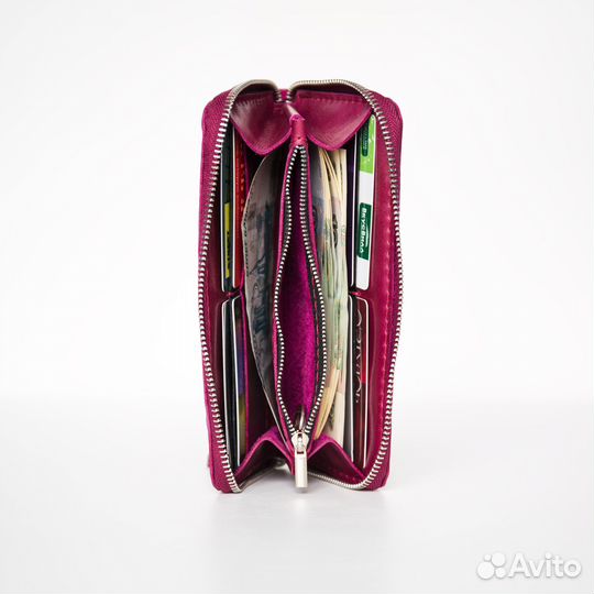 Кожанный зиппер / Кошелёк женский / Клатч / Ручная