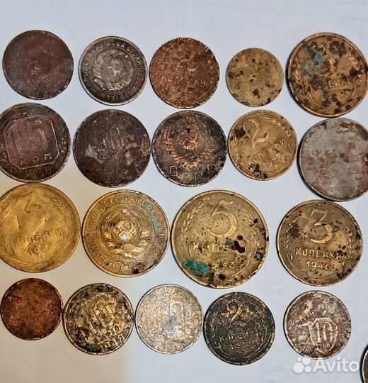 100 монет Раннего СССР. Медь, Серебро и др. С 1924