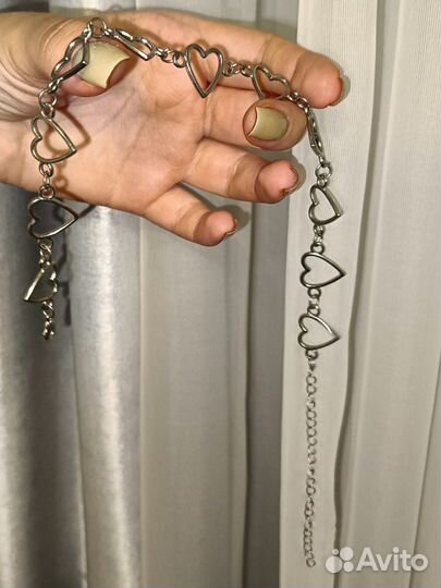 Цепочка чокер с сердечками