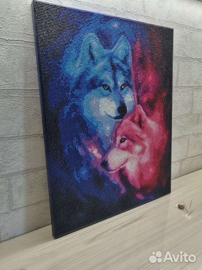 Картина Алмазная мозайка готовая / волчья пара