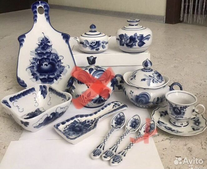 Гжель посуда фигурки и прочее
