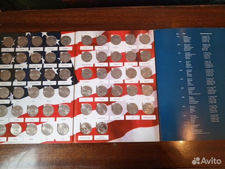 Коллекционное альбом с 25 центовыми монетами США