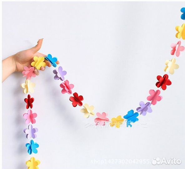 Гирлянда цветы, сердечки, бабочки, звездочки