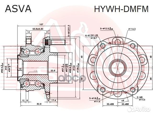 Ступица передн. (в сборе с подшипником) hywhdmfm