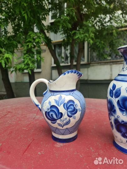 Вазы, кувшин гжель, кобальт