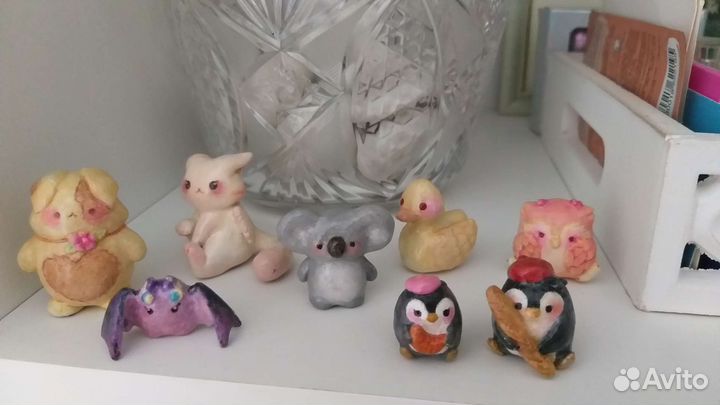 Милые керамические фигурки в стиле акварели