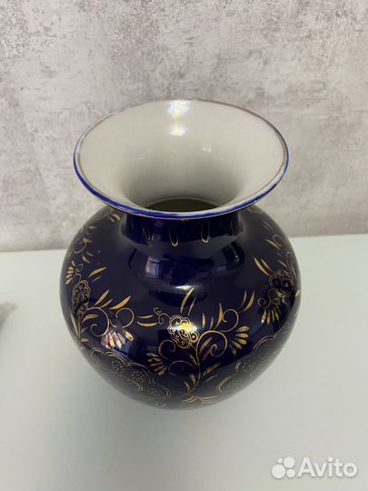 Ваза фарфоровая позолота СССР 22см