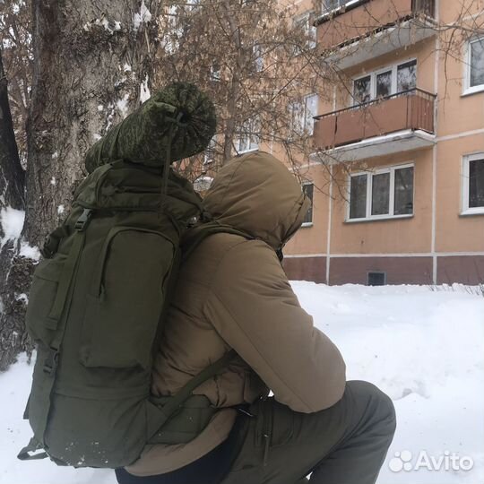 Рейдовый рамный рюкзак олива 75л. оксфорд 1000D