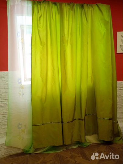 Шторы тюль зелёные бу