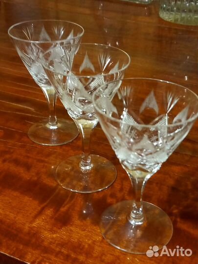 Хрустальные фужеры гдр 3 шт