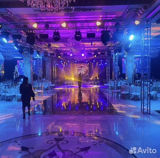 Свет, звук, сцена, лаер, дым, светодиодный экран