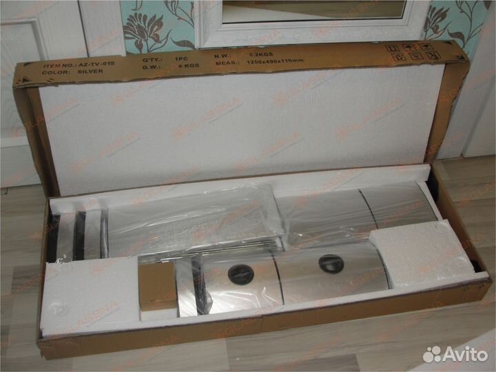 Тумба под тв, закаленное стекло металлик