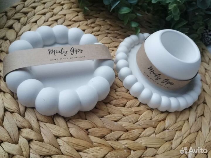 Поднос из гипса/подсвечник/подарок/подставка