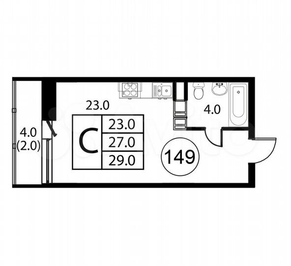 1-к. квартира, 29 м², 6/12 эт.