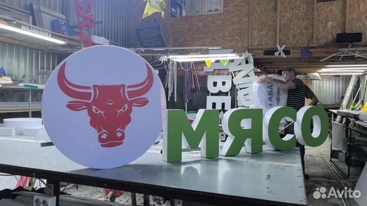 Рекламная вывеска Мясо
